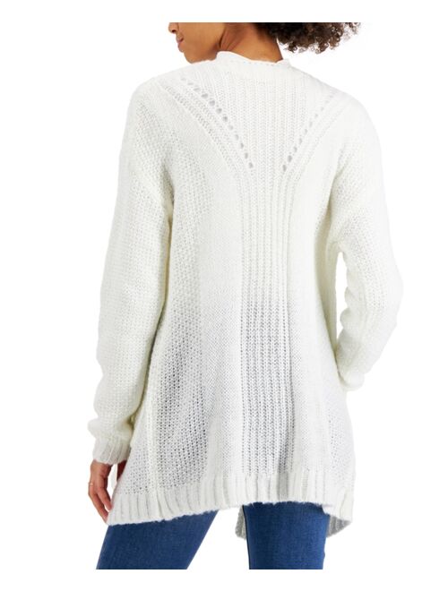 Hooked Up by IOT Juniors' Open-Front Pointelle Cardigan