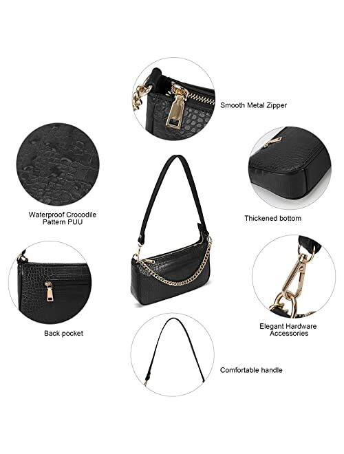 Lubardy Shoulder Bag for Women Mini Purse Retro Classic Shoulder Purse Shoulder Clutch Handbag with Zipper Closure Crossbody Purse