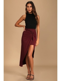 Put a Spin On It Sage Green Twist-Front High-Low Midi Skirt