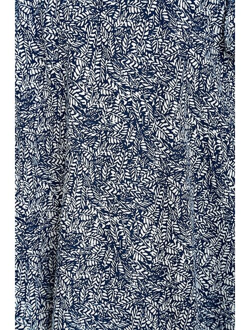 Lulus Beautiful Tempest Navy Blue Print Wrap Maxi Skirt