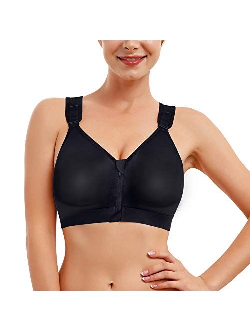 CYDREAM Women Post-Surgical Bra Zip Front Post Surgery Sports Bras Racerback Support Wireless Adjustable Straps