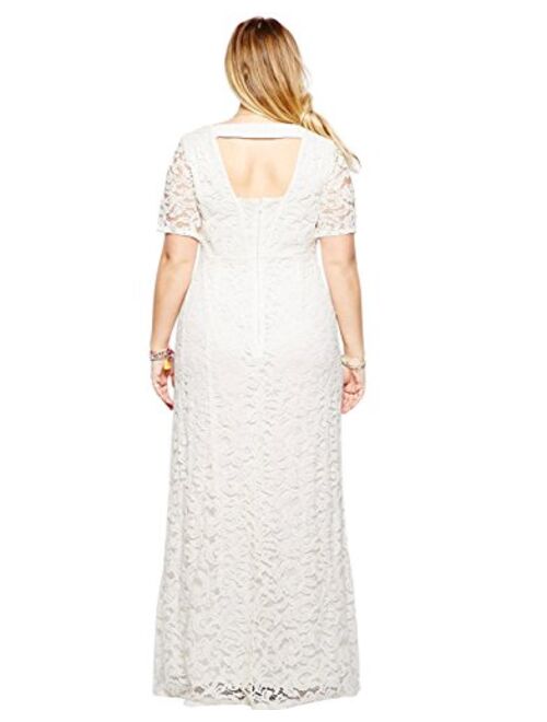 Nemidor Women's Full Lace Plus Size Wedding Maxi Dress