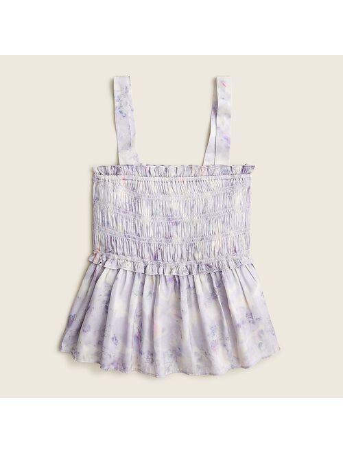 Flora Obscura X J.Crew featherweigh Valentine satin tank in lavender fields