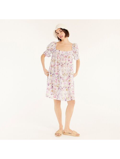 Flora Obscura X J.Crew puff-sleeve beach dress in kaleidoscope floral