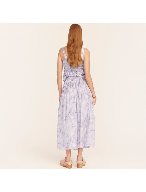 Flora Obscura X J.Crew side-slit featherweight satin maxi skirt in lavender fields