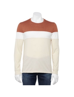 Crewneck Long Sleeve Colorblock T-Shirt