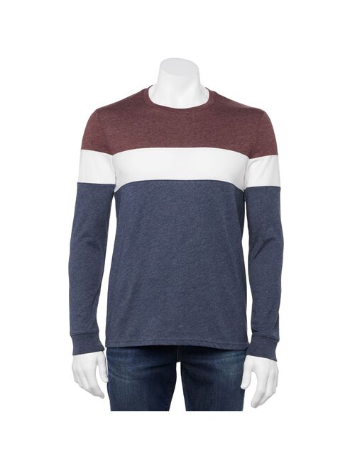 Men's Sonoma Goods For Life® Crewneck Long Sleeve Colorblock T-Shirt