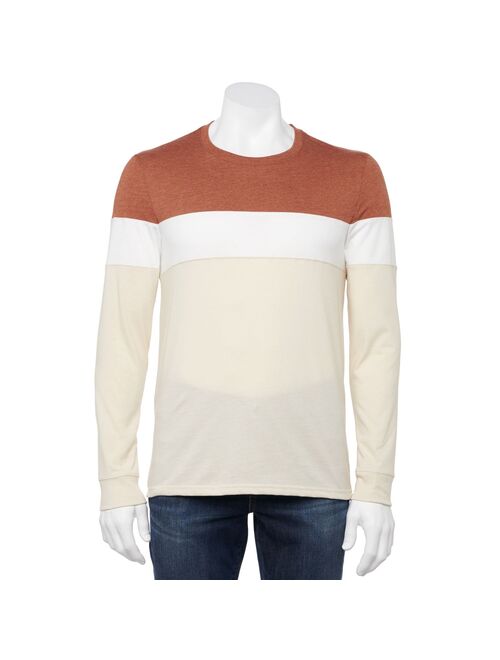 Men's Sonoma Goods For Life® Crewneck Long Sleeve Colorblock T-Shirt