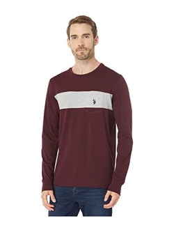 Long Sleeve Color-Block Tee with Pocket