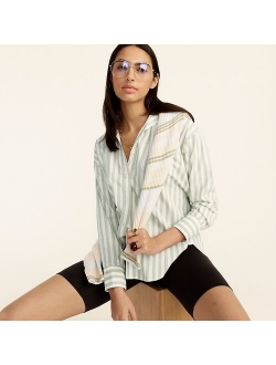 Relaxed-fit washed cotton poplin shirt in bold stripe