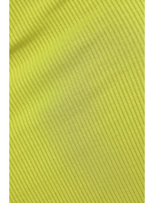 Lulus Spice Things Up Lime Green Ribbed One-Shoulder Cutout Midi Dress