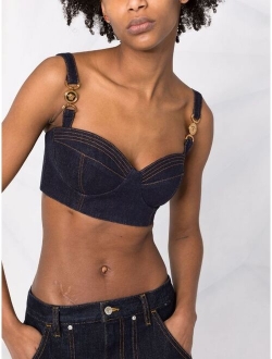 Medusa Head denim bralette top