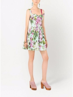 sweetheart-neck graphic-print dress