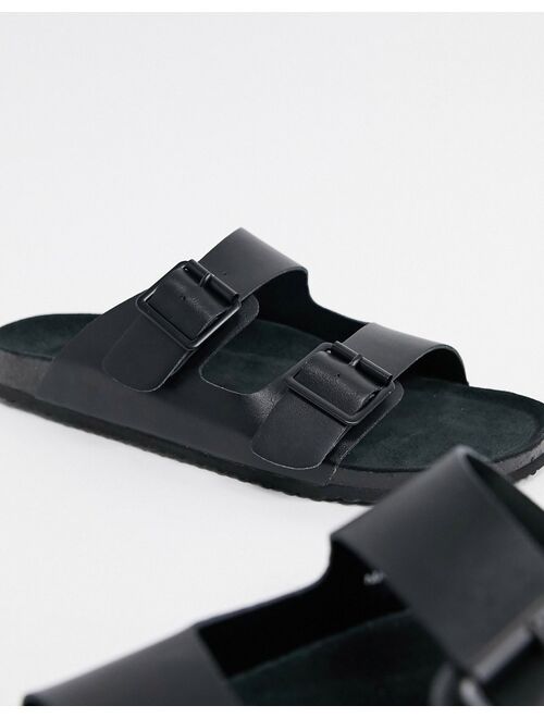 ASOS DESIGN sandals in triple black with buckle