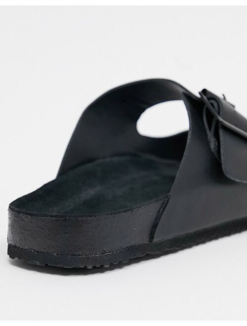 ASOS DESIGN sandals in triple black with buckle