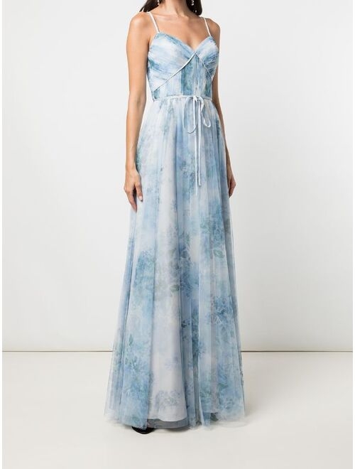 Marchesa Notte Bridesmaids Sora floral-print strappy dress