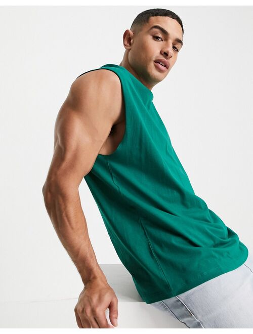 ASOS DESIGN organic oversized tank in dark green