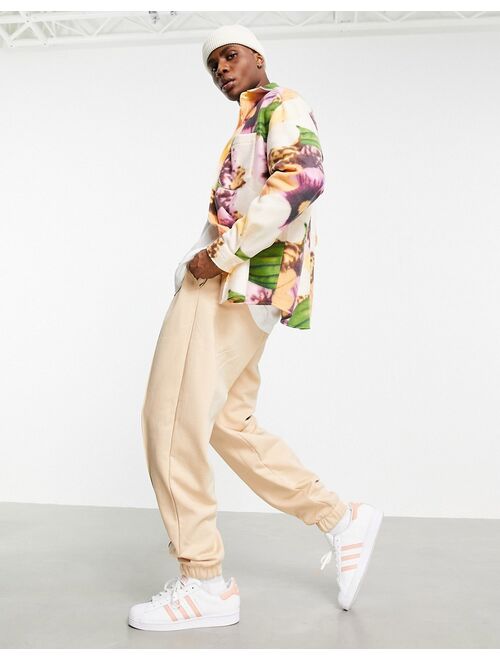 ASOS DESIGN 90s oversized shirt in floral polar fleece