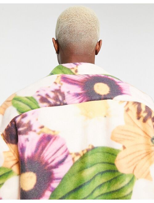 ASOS DESIGN 90s oversized shirt in floral polar fleece