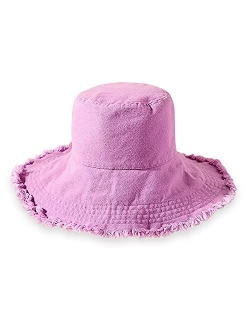 HZEYN Bucket Hats for Women Wide Brim Summer Travel Packable Cotton Bucket Beach Sun Hat UPF 50+