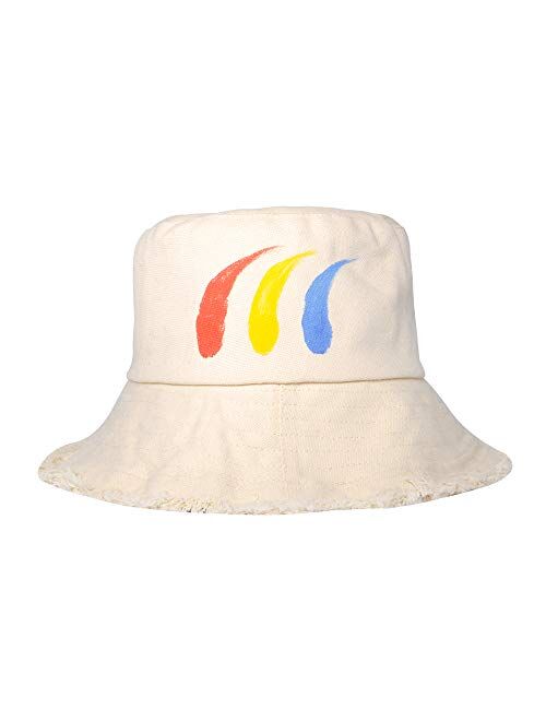 ZLYC Denim Bucket Hats for Women Men Summer Trendy Washed Cotton Beach Sun Hat