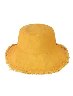 CHOK.LIDS Frayed Bucket Hats for Women Men Unisex Trendy Washed Cotton Floppy Wide Brim Boonie Outdoor Summer Beach Headwear