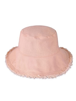 CHOK.LIDS Frayed Bucket Hats for Women Men Unisex Trendy Washed Cotton Floppy Wide Brim Boonie Outdoor Summer Beach Headwear