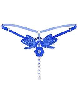 HOSO Women's G-String T-Back Thong Lingerie Thong Briefs Flowers Beaded Underwear