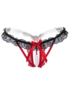 Lyeacs Women’s Sexy Panties,Lace Thongs G-String with Pearls Ball