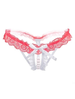 Lyeacs Women’s Sexy Panties,Lace Thongs G-String with Pearls Ball