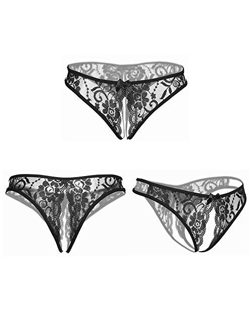 Jelove Women Sexy Panties Floral Lace Briefs Thongs Underwear Pack of 4