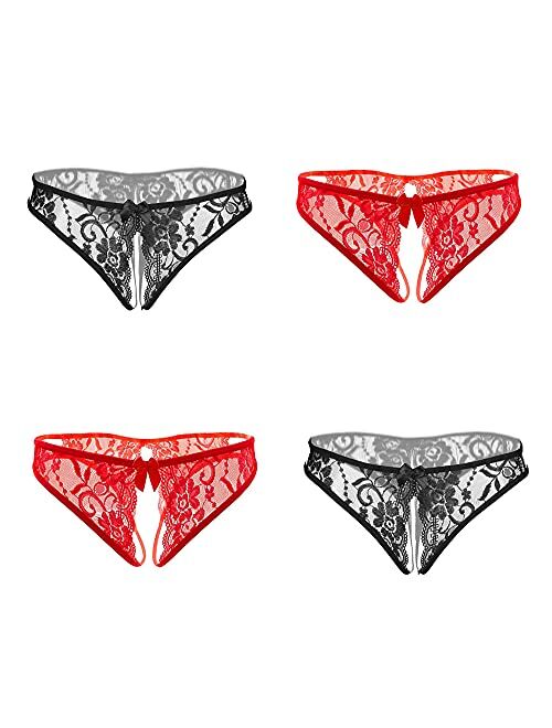 Jelove Women Sexy Panties Floral Lace Briefs Thongs Underwear Pack of 4