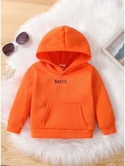 Baby Letter Graphic Kangaroo Pocket Thermal Hoodie