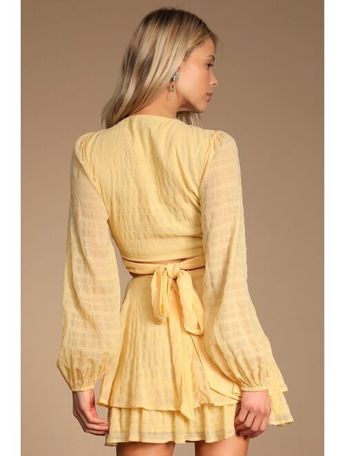 Lulus Sunny Sensation Light Yellow Tiered Mini Skirt