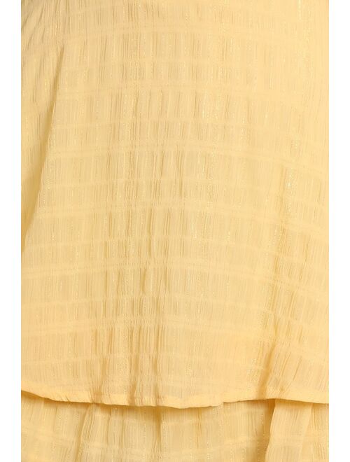 Lulus Sunny Sensation Light Yellow Tiered Mini Skirt