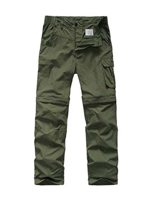 Linlon Kids' Cargo Pants, Boy's Casual Outdoor Quick Dry Waterproof Hiking Climbing Convertible Trousers