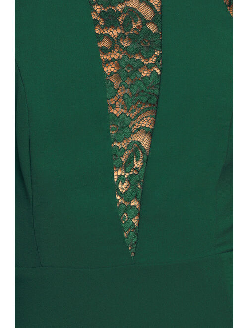 Lulus Romantic Mood Hunter Green Lace Sleeveless Maxi Dress