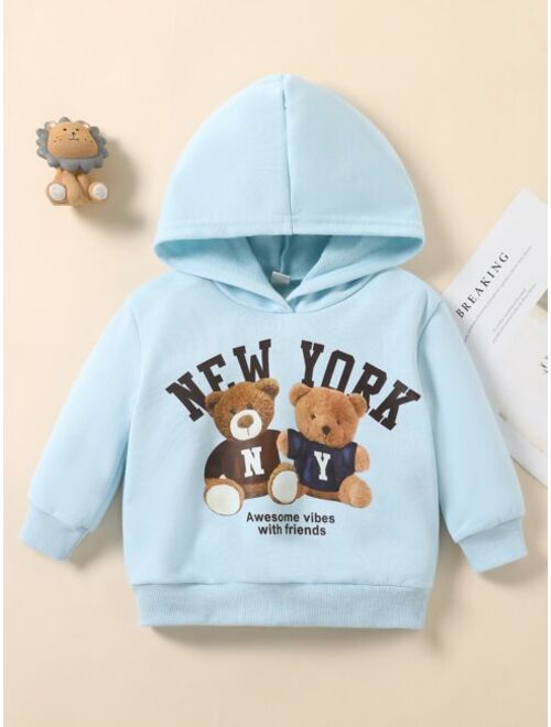 Shein Baby Bear And Letter Graphic Hoodie