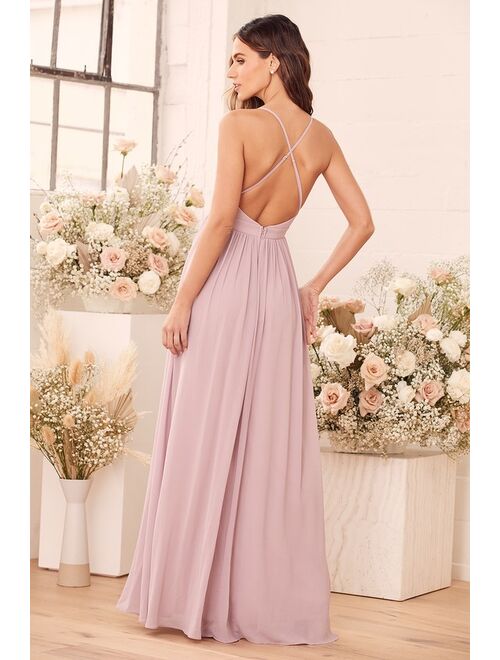 Lulus Ballroom Bliss Dusty Lilac Pleated Maxi Dress