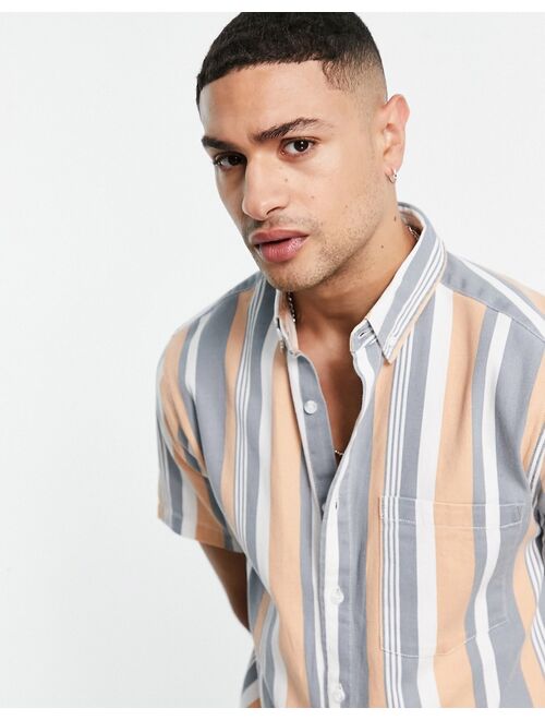 ASOS DESIGN relaxed button down stripe shirt in vintage wash