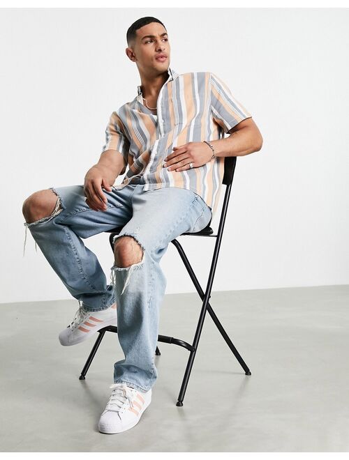 ASOS DESIGN relaxed button down stripe shirt in vintage wash