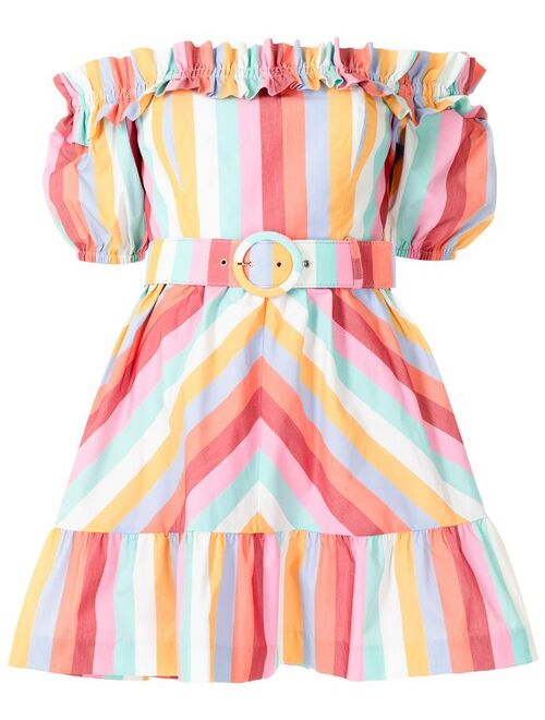 Rebecca Vallance Lolita off-shoulder stripe-print dress