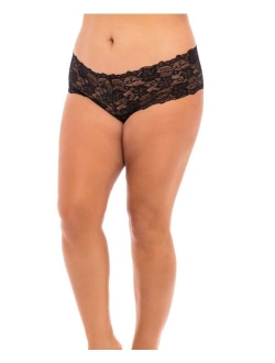 Oh La La Cheri Plus Size Lace Crotchless Boyshort with Elastic Detail