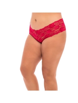 Oh La La Cheri Plus Size Lace Crotchless Boyshort with Elastic Detail