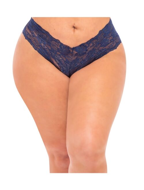 Oh La La Cheri Plus Size Lace Crotchless Boyshort with Elastic Detail