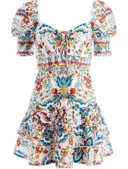 Alice+Olivia Crawford sweetheart-neck print dress