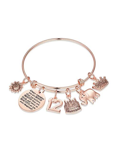 M Mooham Birthday Gifts for Women Girls Bracelet, Elephant Charm Bracelets 5th 6th 7th 8th 9th 10th 20th 30th 40th 50th 60th 70th 80th Birthday Gift for Friend, Mom, Daug