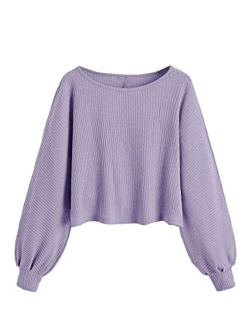 Women's Casual Solid Ribbed Knit Raglan Long Sleeve Crop Top T Shirt