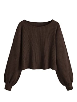 Women's Casual Solid Ribbed Knit Raglan Long Sleeve Crop Top T Shirt