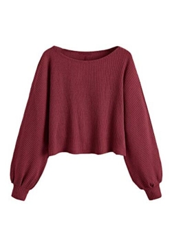 Women's Casual Solid Ribbed Knit Raglan Long Sleeve Crop Top T Shirt